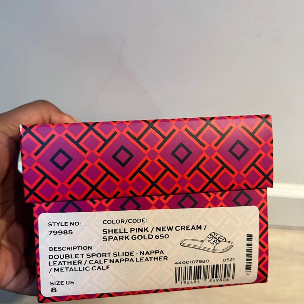 Tory Burch Tan and Cream Logo Slide Sandals - Picture 3 of 3